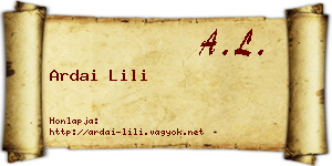 Ardai Lili névjegykártya